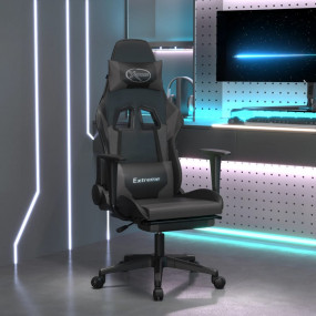 Gaming Chair Black and Grey Faux Leather, Metal, Plywoo...