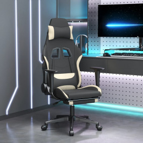 Gaming Chair Black and Cream Polyester Gaming Chair Rec...