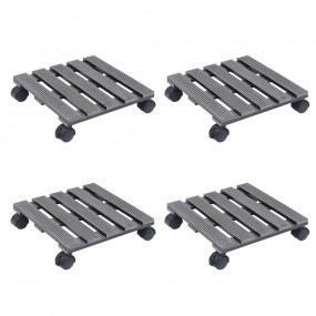 Plant Trolley Set of 4 Grey Wood-Plastic Composite (WPC...