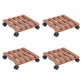 Plant Trolley Set of 4 Brown Wood-Plastic Composite 11....