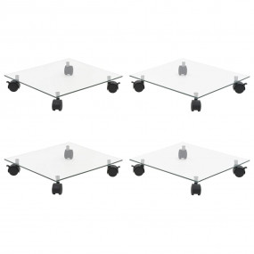 Plant Roller Set of 4 Transparent Tempered Glass Medium