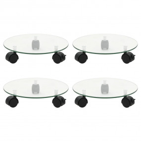 Plant Roller Set of 4 Transparent Tempered Glass Small