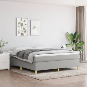 California King Box Spring Bed with Mattress Light Grey...