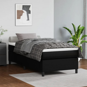 Box Spring Bed with Mattress Black and White