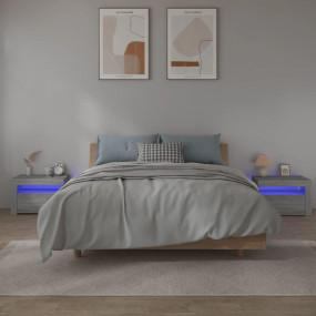 Bedside Cabinet Set of 2 Grey sonoma Engineered wood