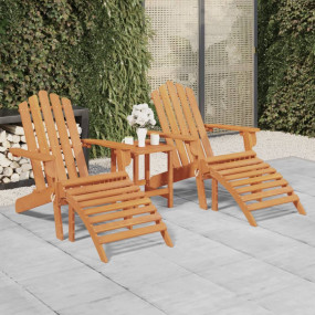 Garden Chair Set of 2 Natural Solid Acacia wood Medium ...