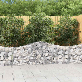 Gabion Basket Set of 2 Silver Galvanized Steel Large