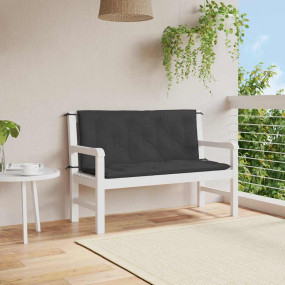 Garden Bench Cushion Set of 2 Black Oxford Fabric, 100%...
