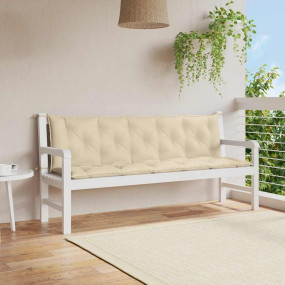 Garden Bench Cushion Set of 2 Beige Oxford Fabric (100%...