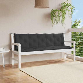 Garden Bench Cushion Set of 2 Black Oxford fabric (100%...