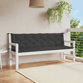 Garden Bench Cushion Set of 2 Black Oxford fabric, Holl...