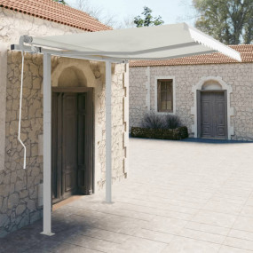 Awning Post Set White Iron Large Height-Adjustable