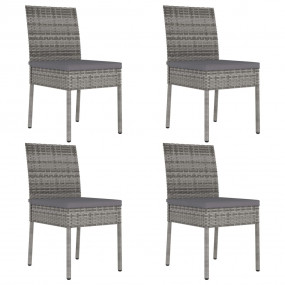 Dining Chair Set of 4 Grey Poly Rattan Standard Lightwe...