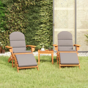 Garden Lounge Set Natural Wood Solid Acacia Wood, Fabri...