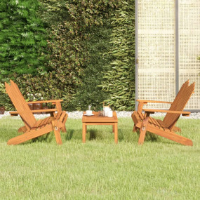 Garden Lounge Set Brown Solid Acacia Wood Medium Foldab...