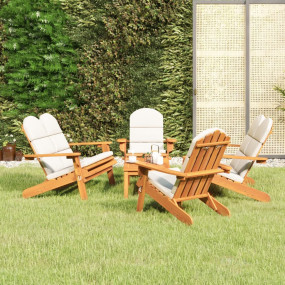 Garden Lounge Set Cream white, Natural wood