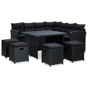 Garden Lounge Set Black
