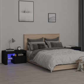Bedside Cabinet Black Engineered wood 27.6x14.4x15.7 in