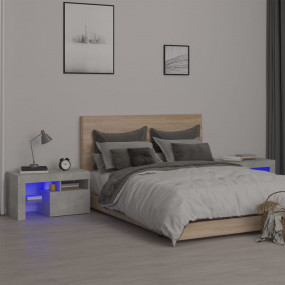 Bedside Cabinet Concrete Gray Engineered Wood Bedside C...