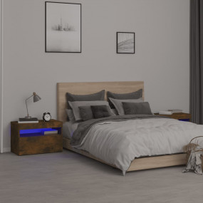 Bedside Cabinet Set of 2 Smoked oak Engineered wood Med...