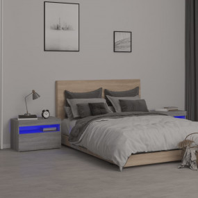 Bedside Cabinet Set of 2 Gray sonoma Engineered wood Me...