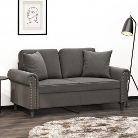 2-seater Sofa Dark grey Velvet (100% polyester), plywoo...
