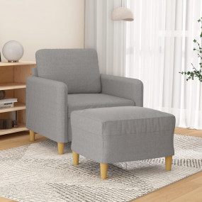 Sofa Chair With Footstool Light Grey 100% Polyester Sin...