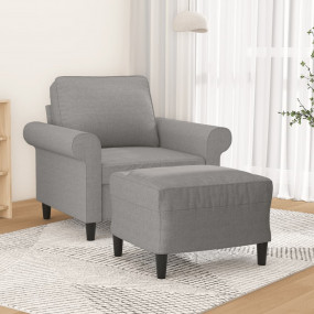 Sofa Chair With Footstool Light Grey