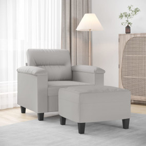 Sofa Chair With Footstool Light Grey