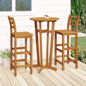 Garden Bar Set Wood Brown Solid Acacia Wood 3 Piece Set...