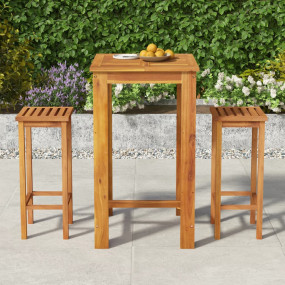 Garden Bar Set Natural Acacia Wood Solid Acacia Wood Me...