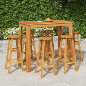 Garden Bar Set Natural Acacia Solid Acacia wood For 6 p...