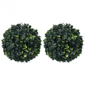 Fake Boxwood Ball Mixed Green Polyethylene Medium