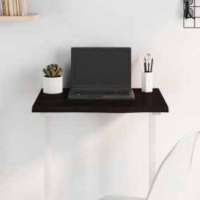 Table Top Dark Brown Solid Oak Wood 23.6 x 15.7 x 0.8 i...