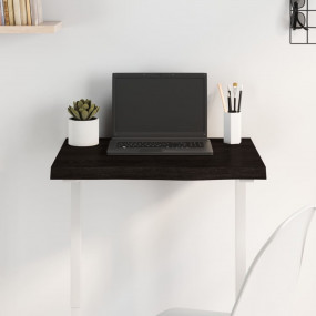 Table Top Dark Brown Solid Oak Wood 23.6x15.7 in Table ...