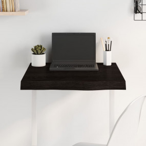 Table Top Dark brown Solid oak wood 23.6 x 23.6 in