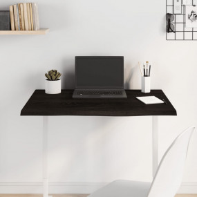 Table Top Dark Brown Solid Oak Wood 31.5x23.6x0.8 in