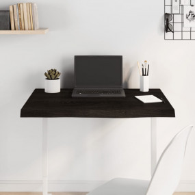 Table Top Dark Brown Solid Oak Wood 31.5 in x 23.6 in T...