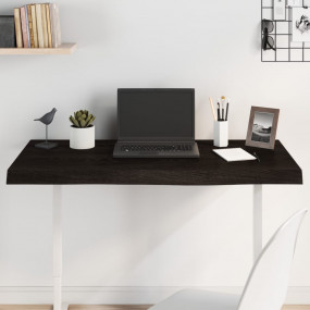 Table Top Dark Brown Solid Oak Wood 39.4x15.7x2.4 in