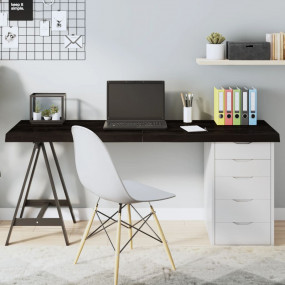 Table Top Dark Brown Solid Oak Wood 63x15.7x2.4 in Fold...