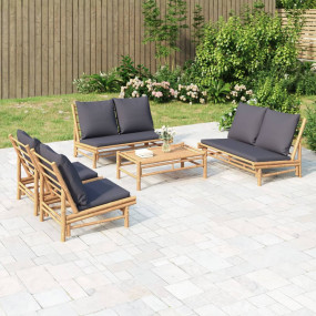 Garden Lounge Set Dark Grey, Bamboo Bamboo Medium Modul...