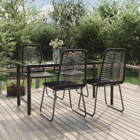 Garden Dining Set Black PE Rattan 5 Piece Set Durable