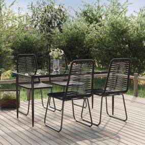 Garden Dining Set Black PE rattan Standard Durable