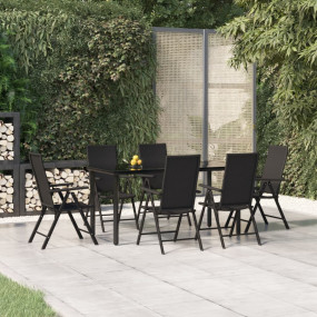 Garden Dining Set Black PE rattan Medium Foldable
