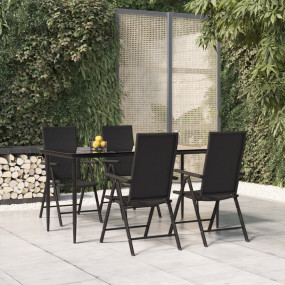 Garden Dining Set Black PE rattan 5-piece set Foldable