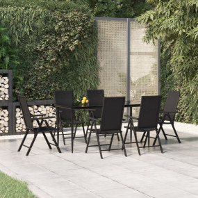 Garden Dining Set Black PE rattan Medium Multi-Position...