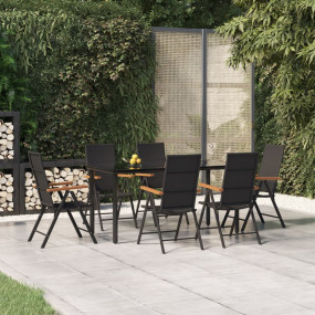 Garden Dining Set Black and Brown