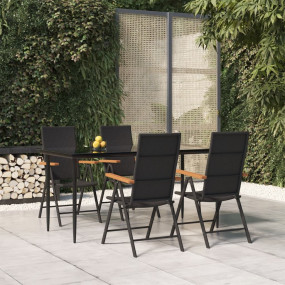 Garden Dining Set Black and Brown