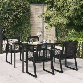 Garden Dining Set Black PVC Rattan 5 Piece Ergonomic