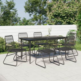 Garden Dining Set Black Powder-coated steel Large Durab...